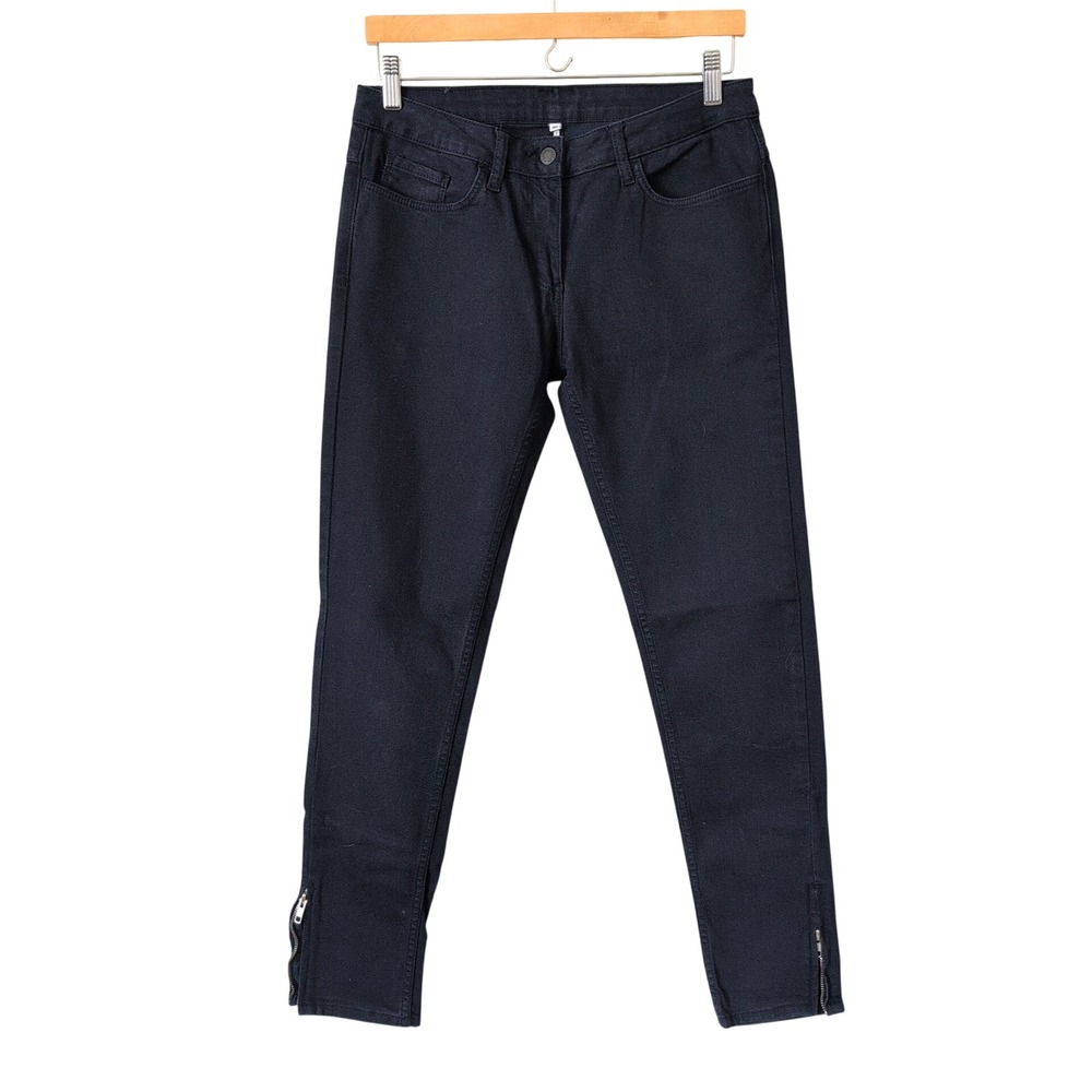 Sandro Paris Womens Navy Blue Skinny‎ Ankle Zip Jeans Size 38 FR 27 US High End